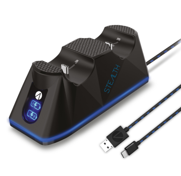 ABP Twin USB Charging Dock & Play & Charge Cable - Black (PS5)